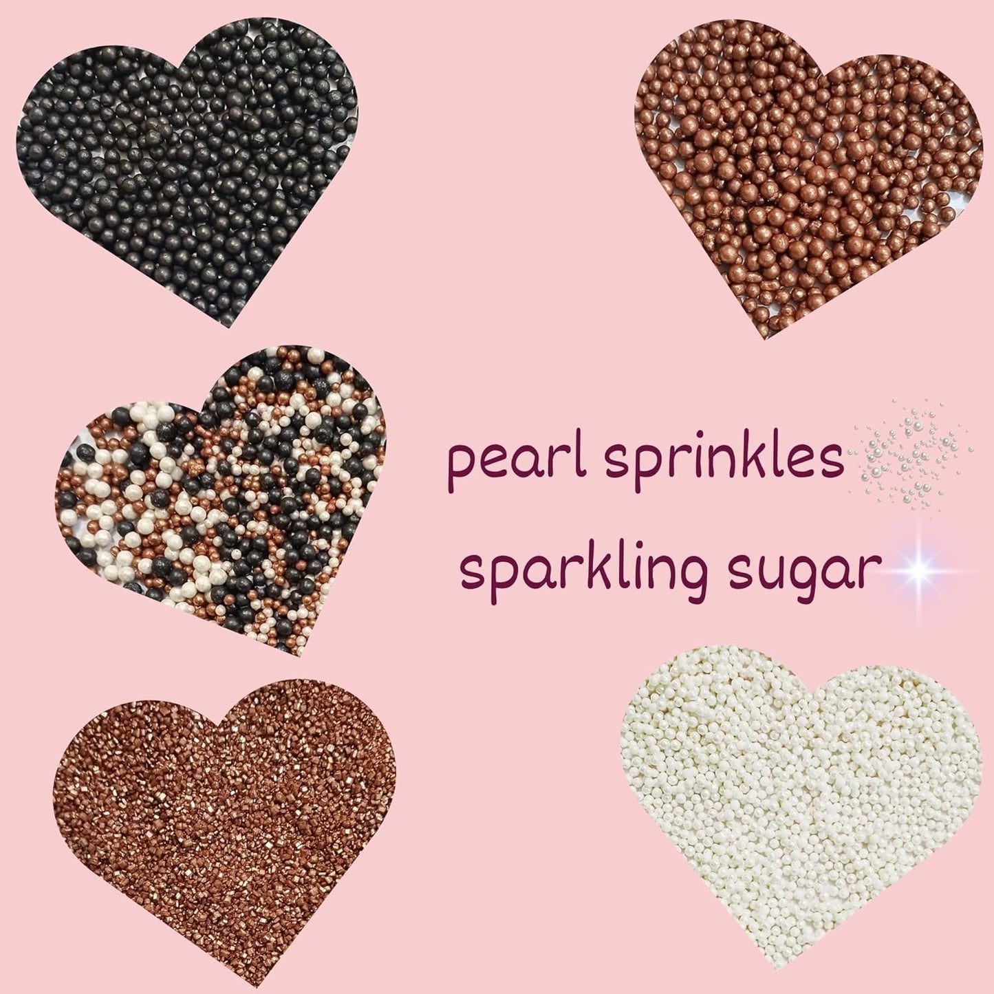 Confect Sprinkle Mix – Elegant Black, Bronze & White Sugar Pearls with Copper Sparkling Sugar – Great Gatsby Disco Ball Cake & Cupcake Decoration – Vegan, Gluten-Free, Nut-Free, Soy-Free, Dairy-Free, Palm Oil-Free -Dye Free- 5 Oz