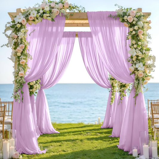 Lilac Wedding Arch Draping Fabric 1 Panel 29" × 20FT Sheer Drapes Outdoor Curtain for Wedding Ceremony Baby Bridal Shower Arch Ceiling Backdrop Decor
