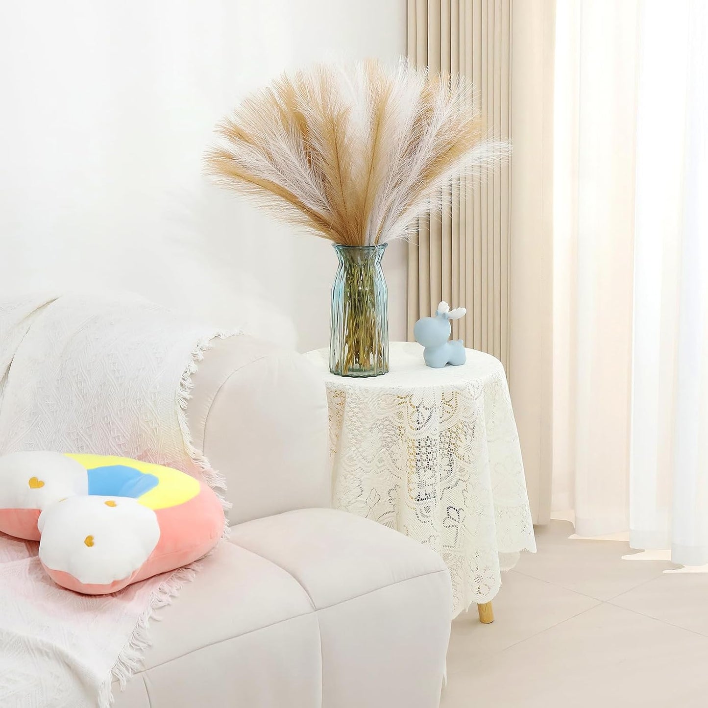 60 Pcs Brown Pampas Grass Decor 21.7 Inch Faux Pampas Grass Bulk Artificial Dried Flowers Small Vase Filler Pompas Grass.