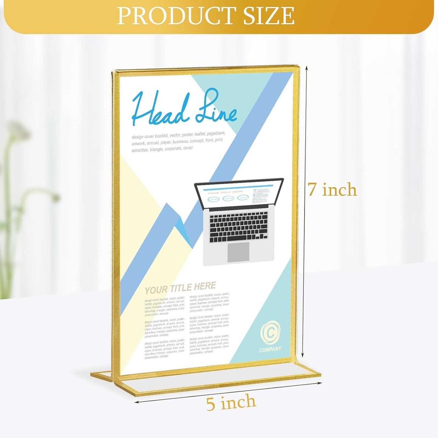 Hoteam 30 Pack 5 x 7 Clear Acrylic Sign Holder with Gold Borders, Gold Picture Frame, Double Sided Wedding Table Number, Acrylic Menu Stands for Wedding Table, Restaurant Sign, Photos