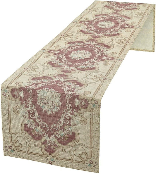 Boho Bohemia Table Runner, Vintage Blue Gold Retro Flower Rustic Country Floral Printed Pattern for Home Kitchen Table Decor Dining Coffee Room Garden Party Wedding Decor 13x72in