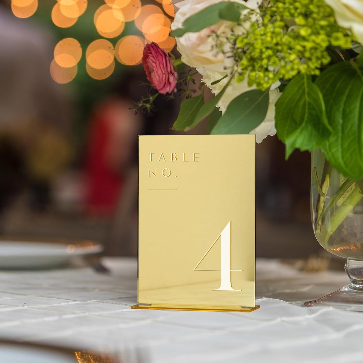 JINMURY Gold Wedding Table Numbers 1-20 with Stands, 5"x7" Gold Mirror Acrylic Table Numbers, Perfect for Wedding Reception, Party, Anniversary, Event