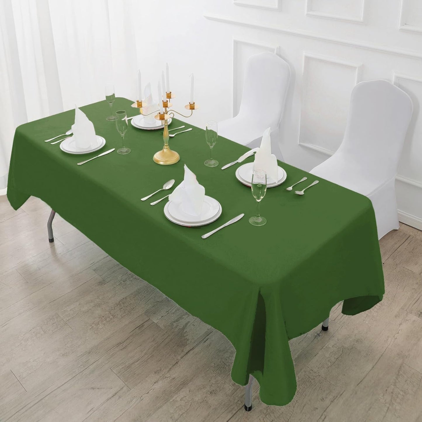 Fokitut 2 Pack Waterproof Rectangle Tablecloth, 90x156 Inch,Stain Resistant and Wrinkle Polyester Table Cloth, Fabric Table Cover for Kitchen Dining, Wedding, Party, Holiday Dinner-Willow