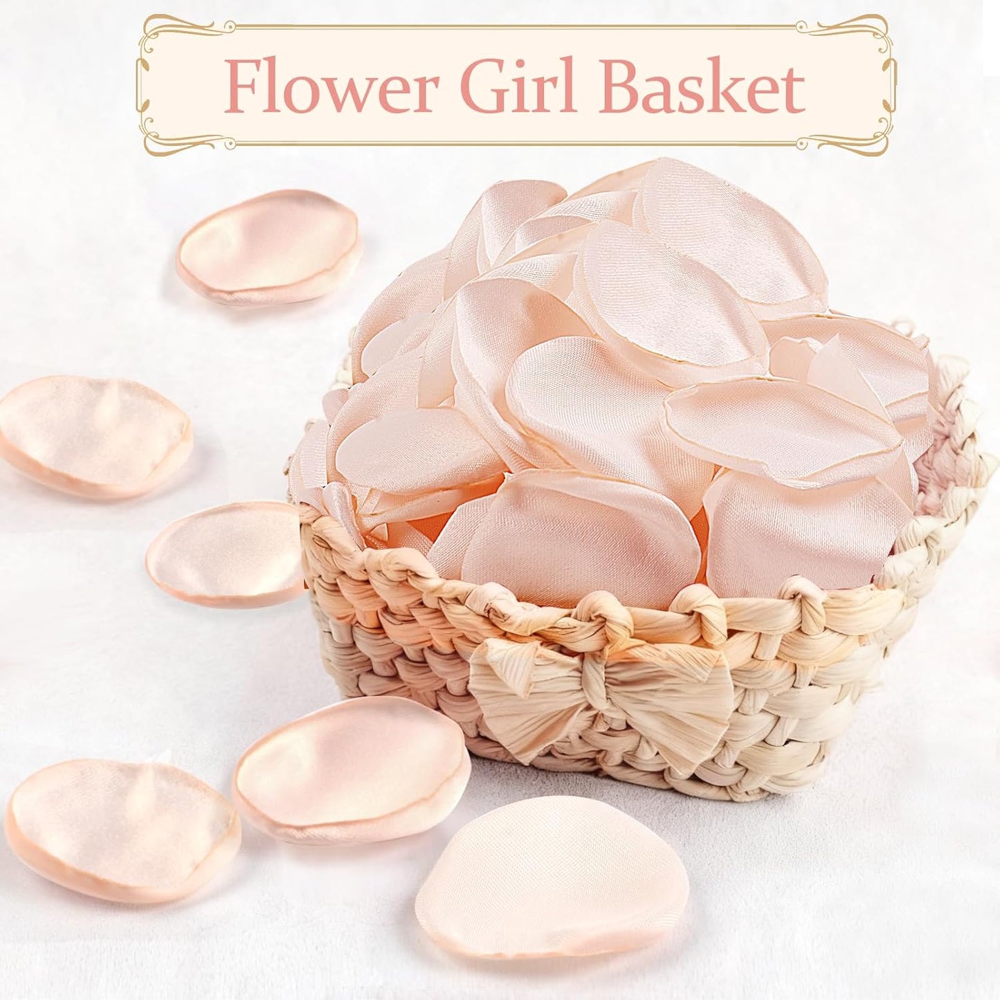 Faux Silk Flower Petals 300pcs Champagne- Versatile for Wedding Flower Girl, Aisle Decor, Centerpieces, Party Confetti, Romantic Events