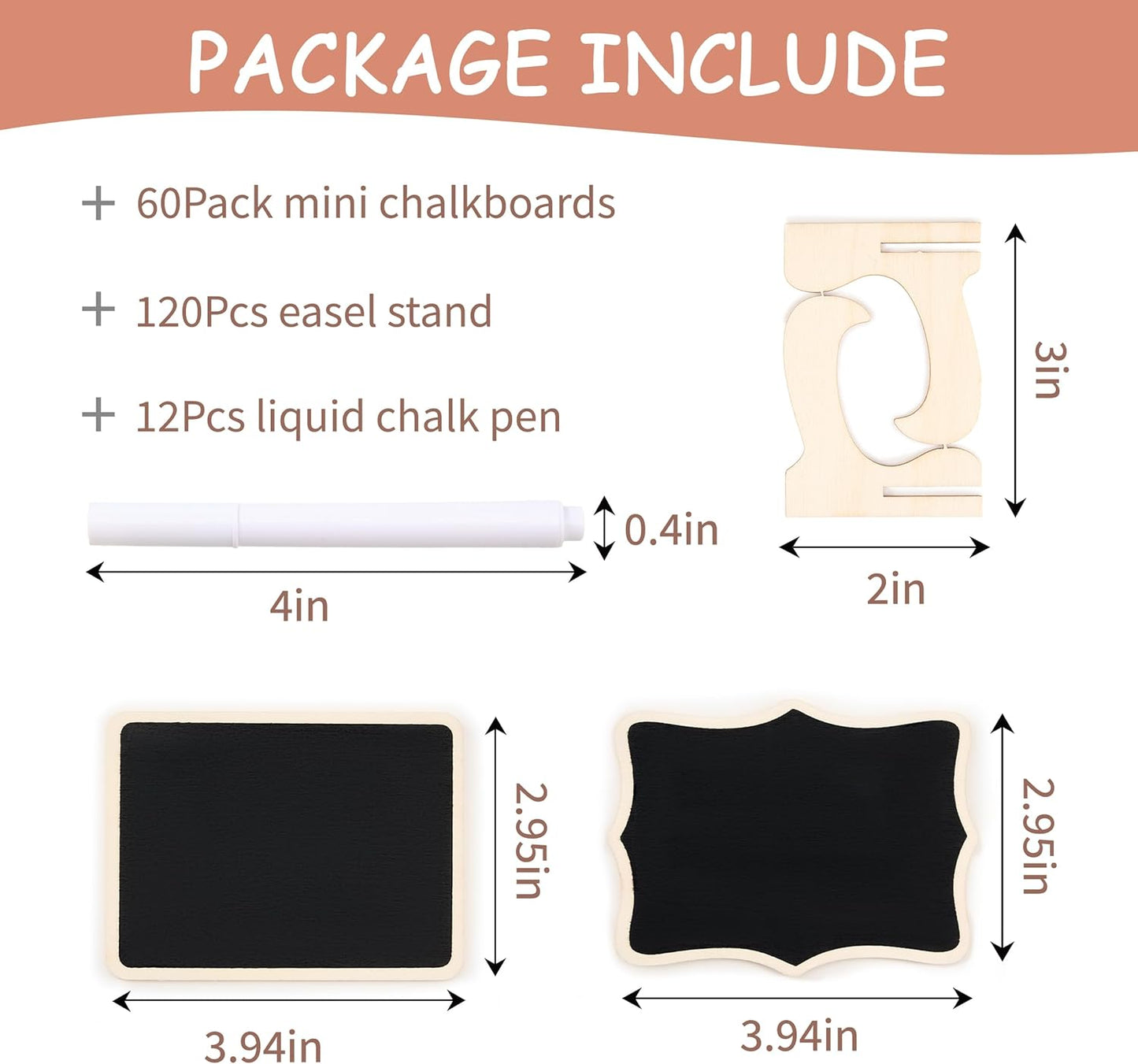Mini Chalkboard Signs, 60 Pack Food Labels for Party Buffet or Wedding Celebrations with 120 Easel Stands and 12 Liquid Chalk Pens - Perfect Place Cards for Table Settings & Numbers
