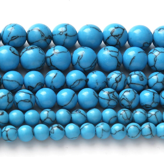 River Stone Blue Turquoise Stone Beads for Jewelry Making DIY Craft Gemstone Beads Kit (4mm, 88pcs) Cosmic Crystal Pebbles for Bracelets, Necklaces, Home Decor