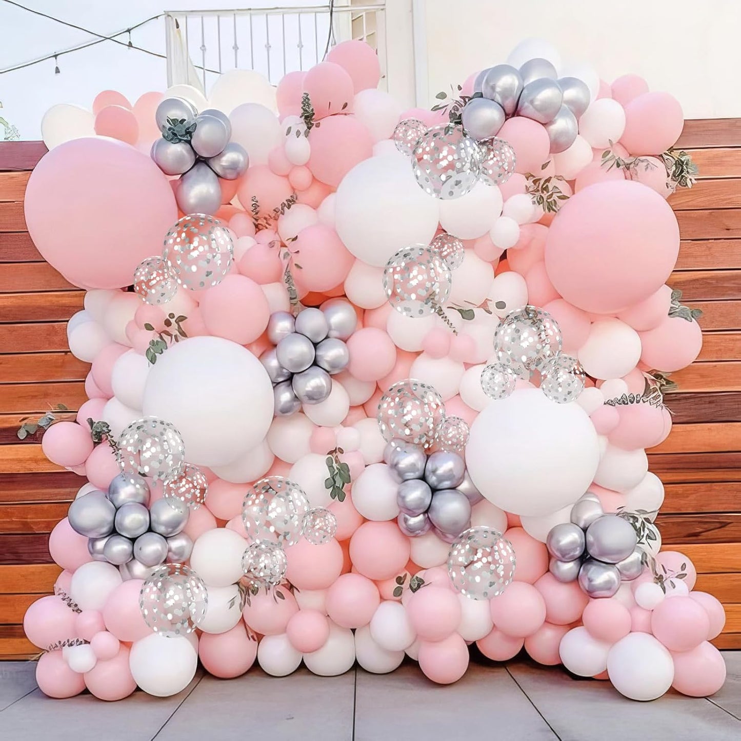 Pink and Silver Balloons, Pastel Pink White Balloon Metallic Silver White Macaron Balloon Party Confetti Balloons for Girls Kids Birthday Bride Wedding Baby Shower Graduation