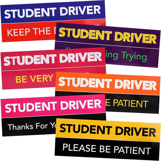 DIYMAG 6Pcs Student Driver Magnet for Car, 9" x 3.2" New Students Drivers Sign Magnetic Novice Magnetics Vehicle Safety Signs Reusable Movable