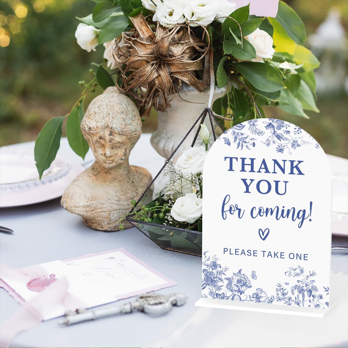 Acrylic Wedding Signs, Dusty Blue Wedding Decor, Blue Weddings Decor, Thank You for Coming Sign for Reception, Modern Calligraphy Arch Acrylic Table Top Sign for Weddings Parties Dinners (White)