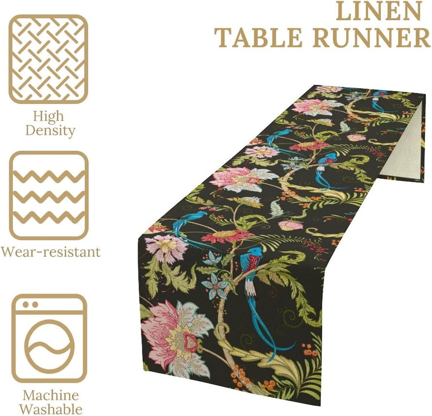 Floral Butterfly Table Runner Seasonal Spring Flower Bird Table Decoration Table Runner for Home Party Decoration 13x90 Inch