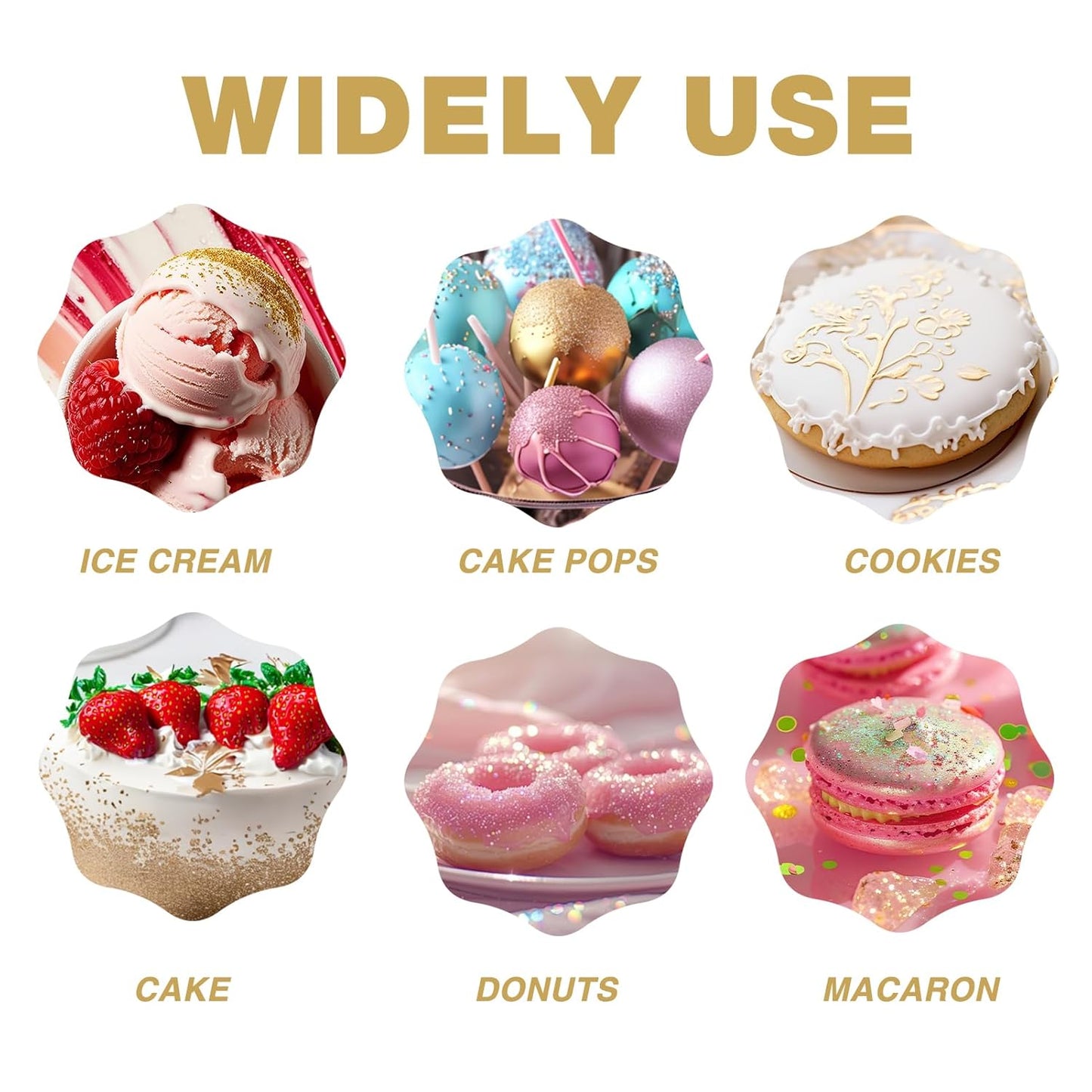 Edible Glitter Paint - 3 Colors Glitter Decorative Cake Paint Metallic Glitter, Food Grade Paint Edible Paint for Cake Decorating, Baking, Candy, Cookie, Chocolate -0.5 fl.oz(15ml)/Bottle (Gold, 3 color)