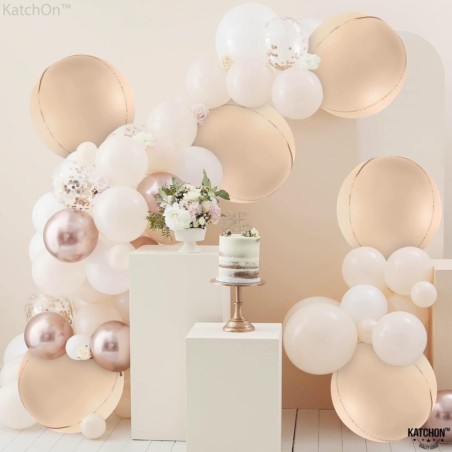 KatchOn, Big 22 Inch Beige Balloons Set - Pack of 6, Cream Balloons | Boho Balloon, Lace Balloon for Neutral Party Decorations, Beige Party Decoration | Graduation Decorations 2025