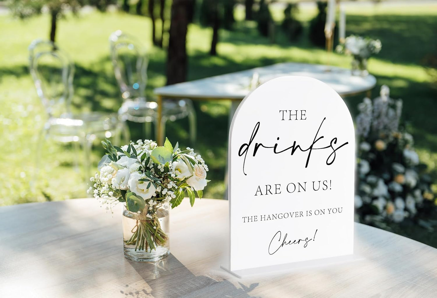 Wedding Bar Sign, White Arch Acrylic Sign, Wedding Signs for Ceremony and Reception, Bridal Shower Decor, Engagement Party Decor, Centerpiece Table Decorations Party for Bride and Groom-14
