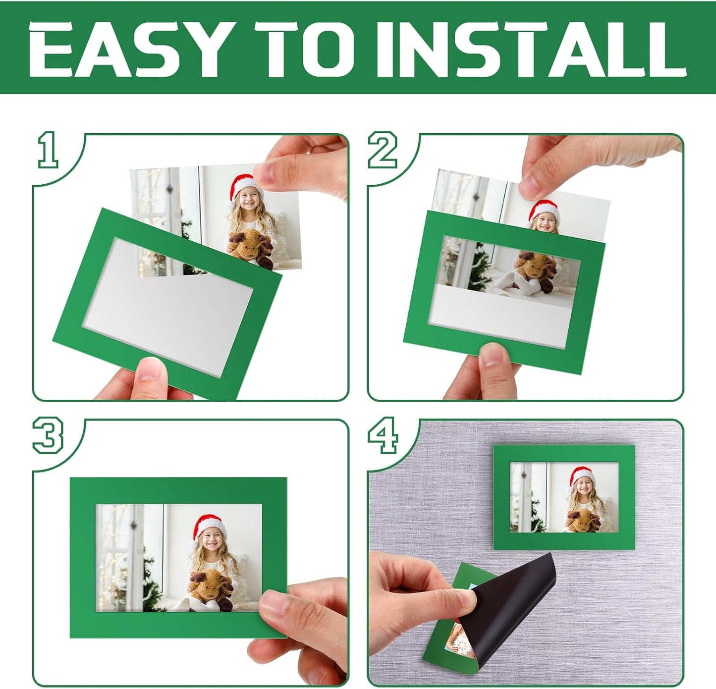 Soaoo 60 Pcs Magnetic Picture Frames Wallet Size 2.5 x 3.5 Inches Reusable Magnetic Photo Sleeves Picture Frame Holder for Home Cabinet Office Graduation Xmas Anniversary Classroom(Red, Green)