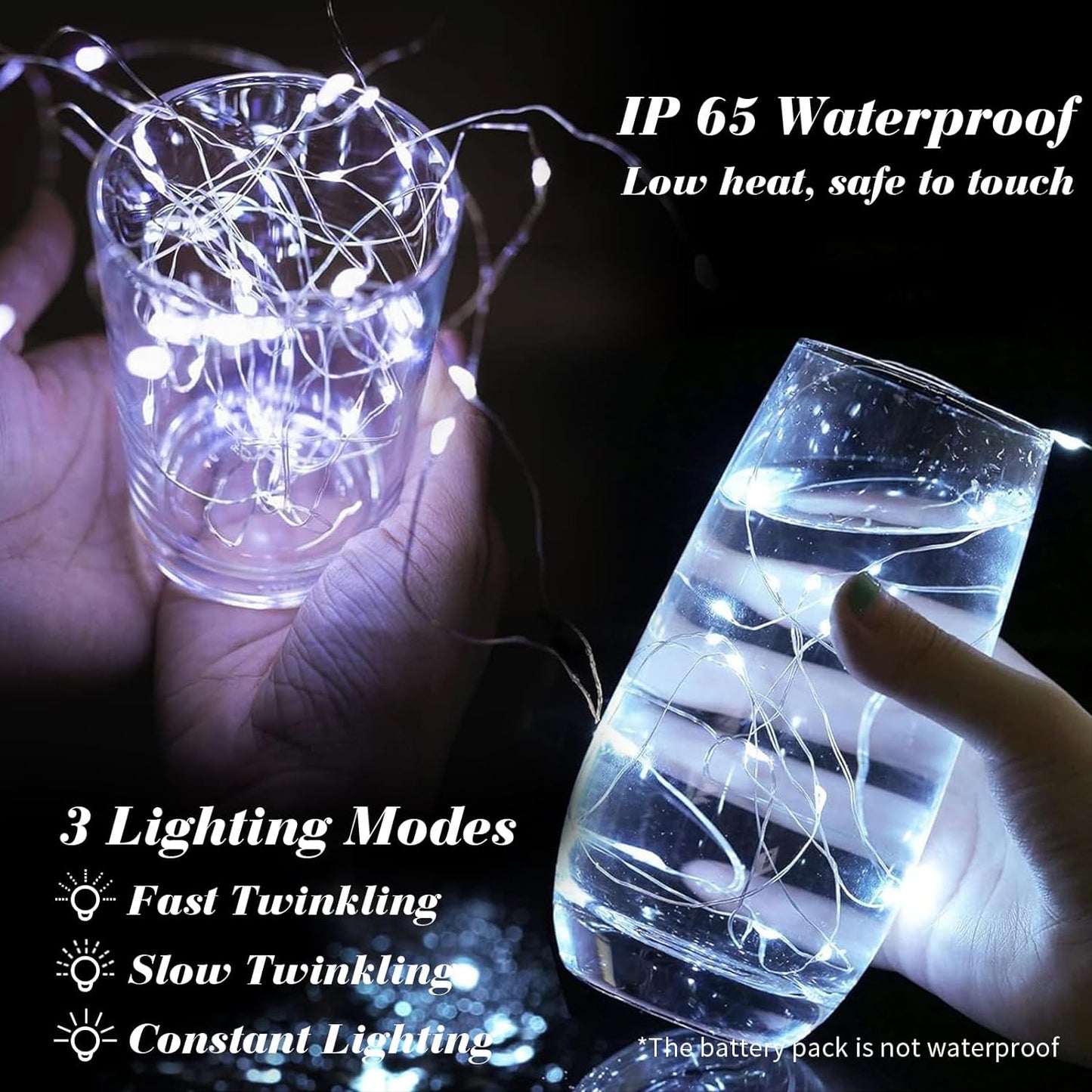 ZGWJ 8 Pack Fairy Lights Battery Operated, 7ft 20 Mini LED Fairy String Lights Silver Wire 3 Modes for DIY, Parties, Wedding, Bedroom, Halloween Christmas Decoration Silver White