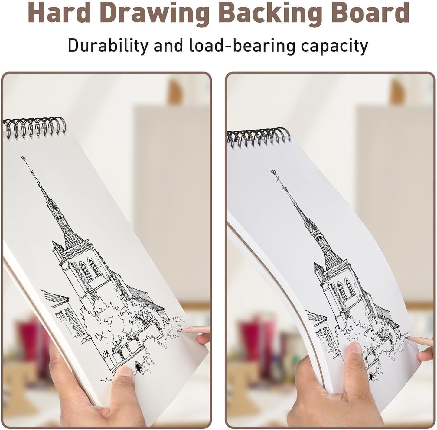 Umriox 9" x 12" Sketch Book, 2-Pack Sketch Pad (100 Sheets Each), Top Spiral Bound Sketchbook, Acid-Free Drawing Paper, Art Drawing Pad for Artists, Students and Designers