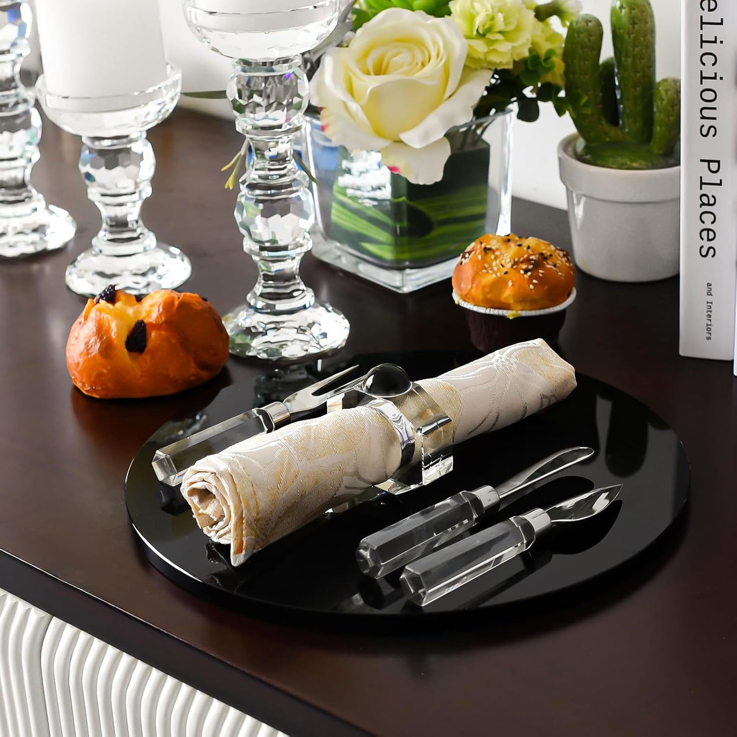 Crystal Napkin Rings Holder Silver Diamond Napkin Rings Pack of 6 Pieces,Hotel Restaurant Wedding Party Holiday Banquet Dining Table Decor