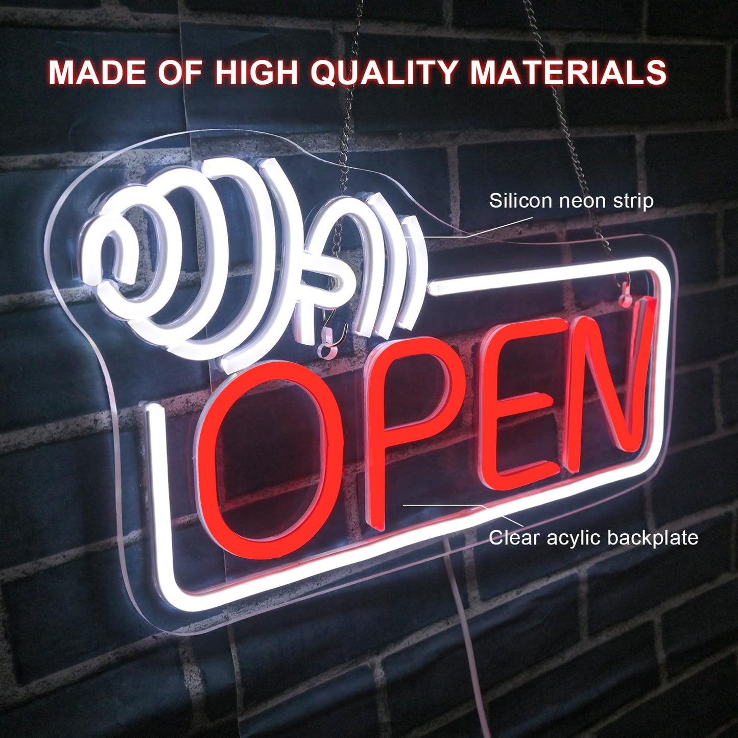 Lucunstar Barbell Open Neon Sign,Dimmable USB Led for Gym Decor Red Barbell Neon Open Sign for Business Neon Lights Fitness Club Sign Gym Fitness Studio Decoration