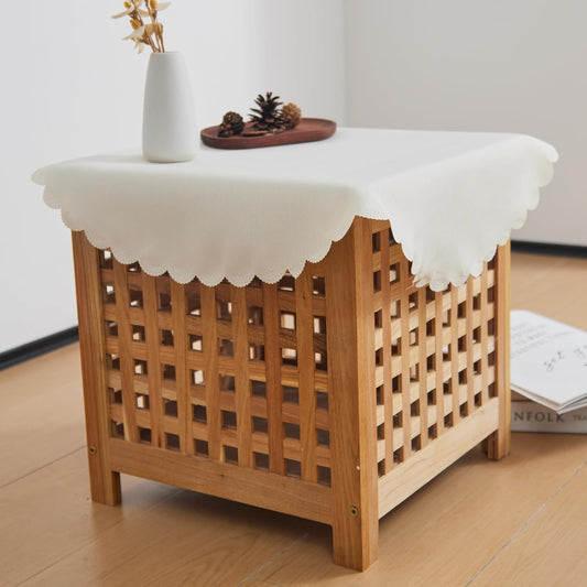 Small Round Beige Tablecloth 24 Inch Polyester Fabric Washable Table Cover Decorative Wrinkle Resistant Solid Color Table Cloth for Nightstand Party Wedding Camping