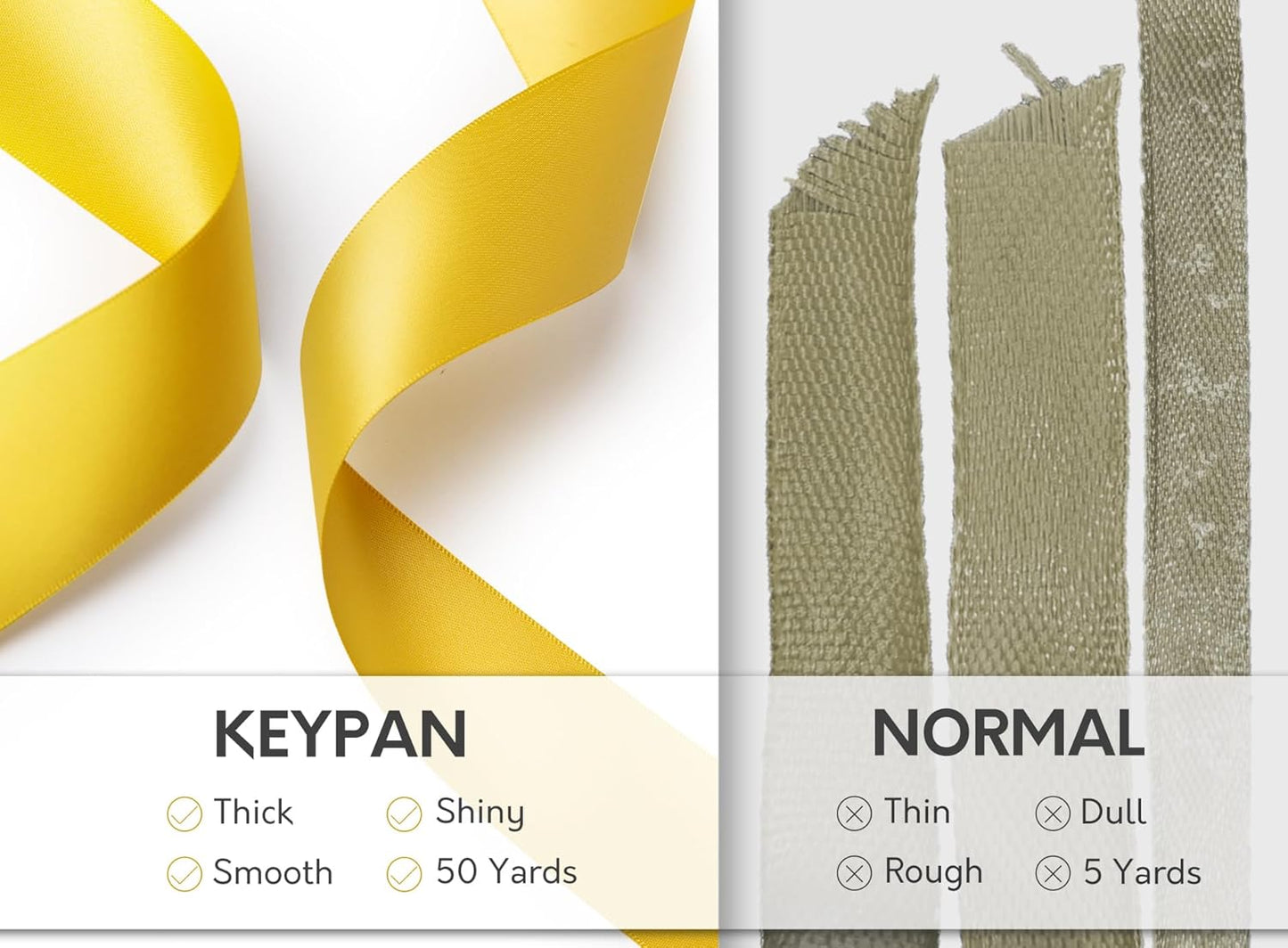 Yellow Ribbon 1-1/2 Inch x 50 Yards Double-Faced Satin Ribbons for Crafts Gift Wrapping Flower Bouquet Wedding Paper Holiday Decorating