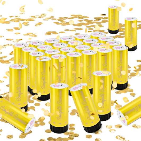 Small Confetti Cannon 24 Pack Mini Confetti Poppers Gold Party Poppers Confetti Small Party Confetti for Kids Ideal for Weddings Birthdays Graduations Baby Shower Christmas New Years