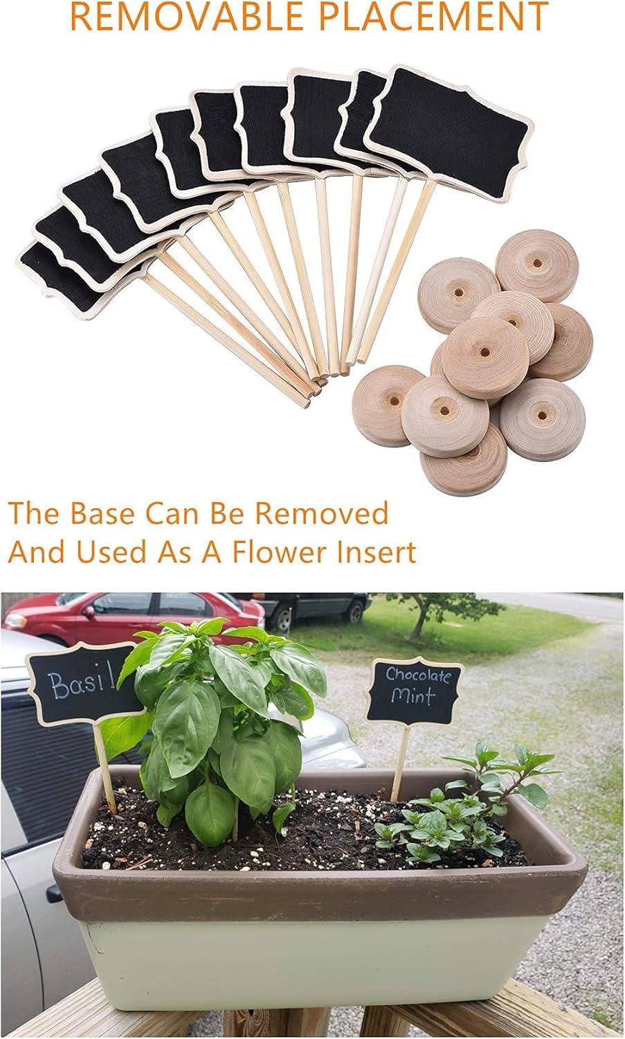 20PCS Wood Mini Chalkboard Sign and Replacement Stickers, Food Labels for Party Buffet,Blackboard for Message Board Signs,Weddings Place Cards, Birthday Party