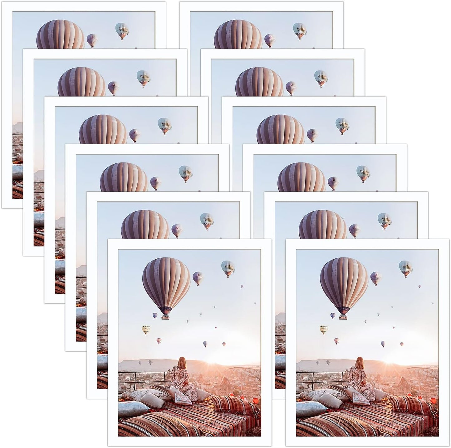 CRUGLA 12 Packs 8.5x11 Magnetic Picture Frames for Refrigerator Locker, 8.5 by 11 Photo Certificate Document Frame Bulk, Peel and Stick Kids Artwork Holders for Fridge Dishwasher Whiteboard