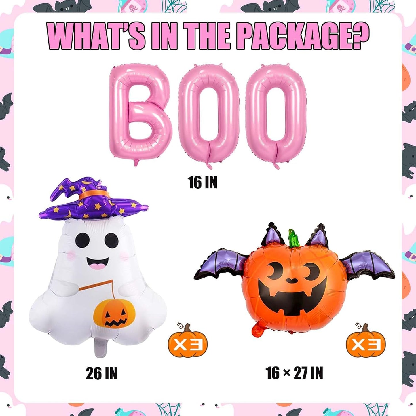 Halloween Balloons Decorations, Pink Boo Letter, Ghost, Pumpkin Foil Balloon for Halloween Party Decorations (Purple)