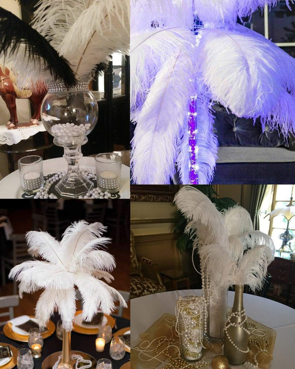 Happy Feather 16-18 inch Gold Ostrich Feathers Craft for Wedding Party Centerpieces Home Decoration DIY Craft Pack of 10
