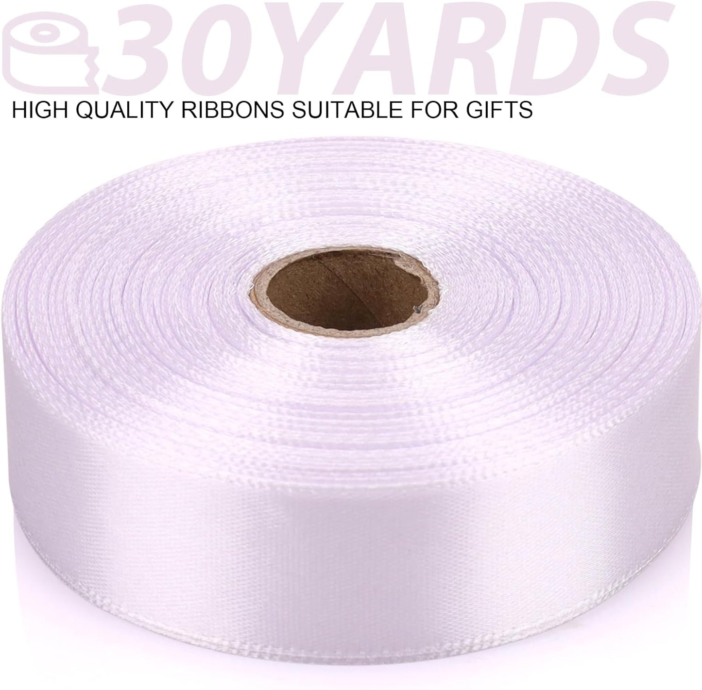 White 7/8 Inch 30 Yards Satin Craft Ribbon - Single Face Polyester Ribbon for Handmade Roses, Gift Wrapping, Timeless Flower, Bouquets, Wedding and Party Decoration