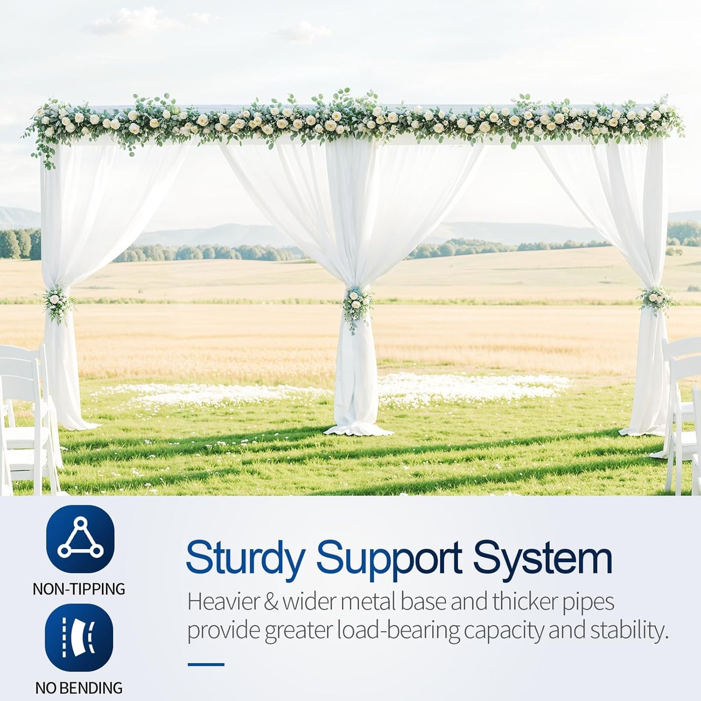 Pipe and Drape Backdrop Stand, 20x10ft Heavy Duty Adjustable Background Frame with Metal Base, Back Drop Holder for Parties Photography Wedding Photoshoot Decoration