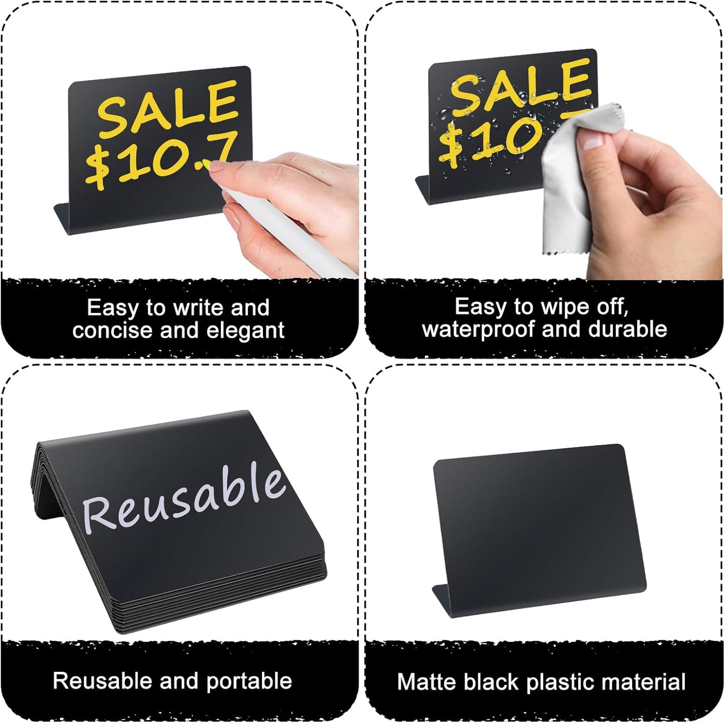 12PCS Mini Chalkboard Signs, 4"x3" Food Labels for Party Buffet, Reusable Table Sign Chalk Board for Weddings, Birthday Parties, Message Board Signs and Event Decoration