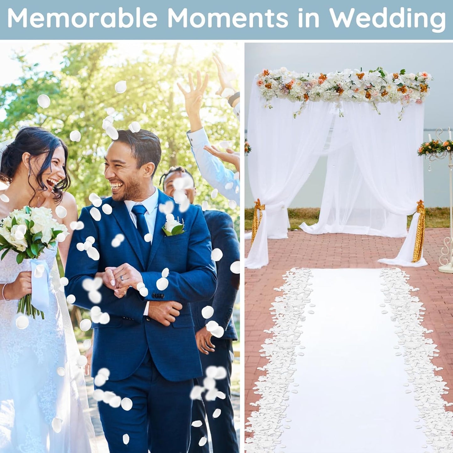 Suream White Silk Flower Petals, 300 Pcs Flower Girl Scatter Petals for Wedding Decorations, Table Centerpieces Party Bridal Showers Birthday Wedding Ceremony Decor