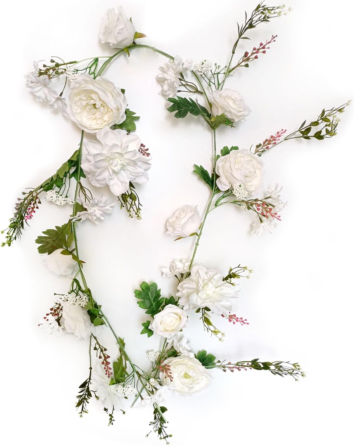 Peony Garland, Rose Flower Vine, Arch Flowers, 6' Length, Floral Garland for Decor Home Table Runner Mantle Decoration (Ivory Peony Garland)