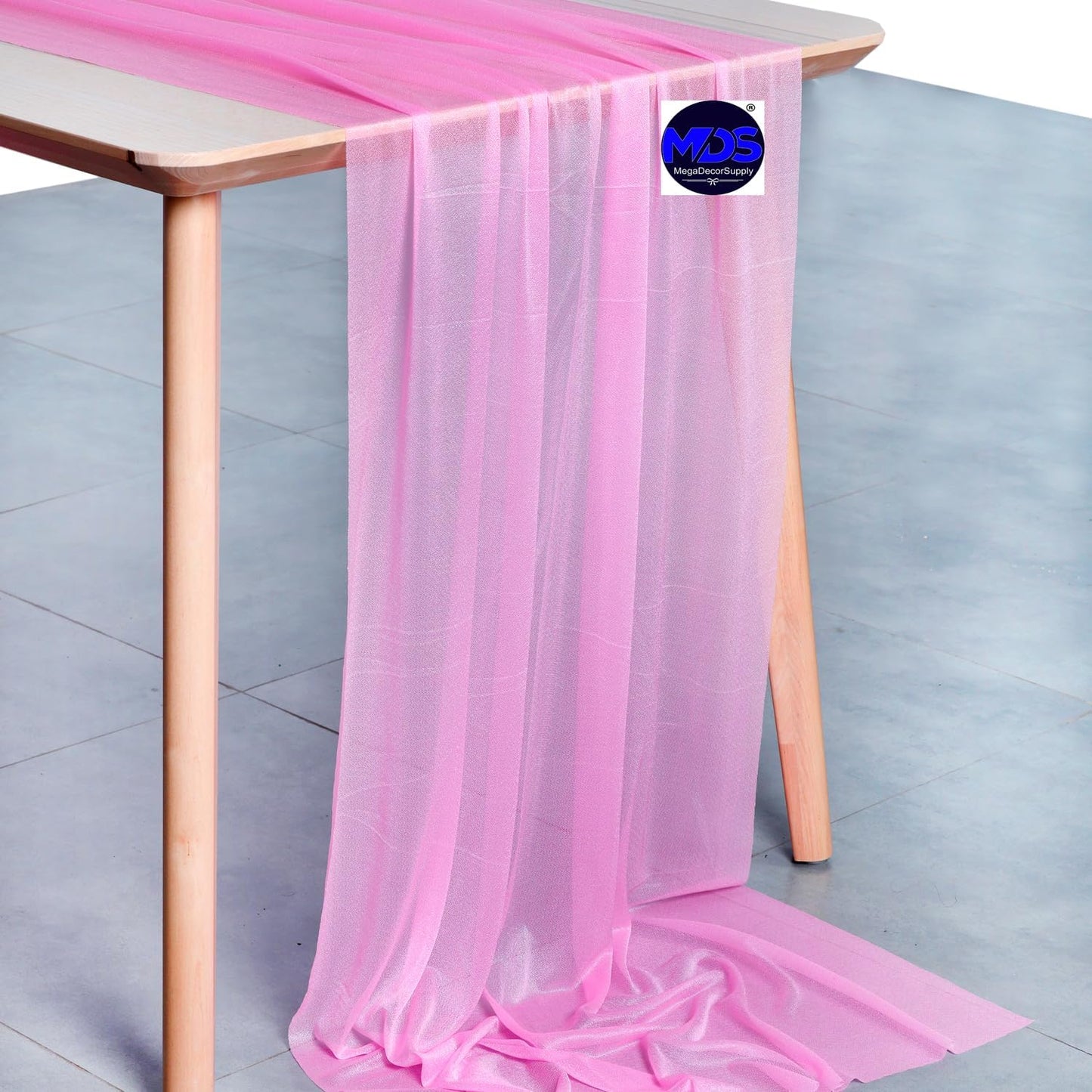 MDS 15 Pack 10ft Chiffon Table Runner 29 x 120 Inches Sheer Wedding Runner Romantic Rustic Table Runner for Wedding Decorations, Birthday Parties, Bridal Shower Party Arch Decor - Bubblegum Pink
