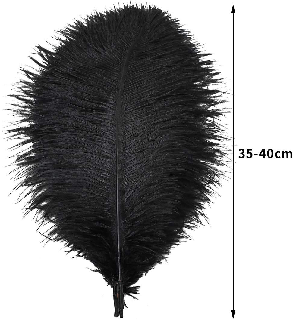 Ballinger Black Large Ostrich Feathers - 12Pcs 14-16inch Large Feathers for Vase, Wedding Party Centerpieces and Halloween Home Decor