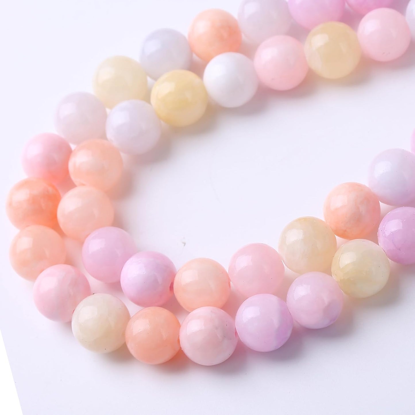 Colorful Rice Topaz Stone Beads Gemstone Round Crystal Energy Jade Beads Stone Beads for Jewelry Making DIY Bracelet Necklace Jewelry Making 1 Strand 15.5inch 35PCS 10MM