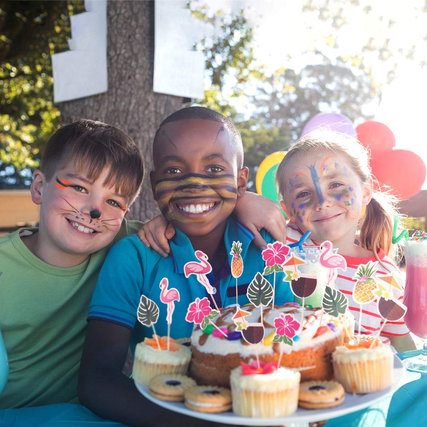 Luau Cupcake Toppers Tropical?Cake Decorations Hawaiian Toothpicks Sticks with Flamingo Pineapple Palm Leaves Shape Picks for Summer Beach Theme Party Favors Supplies, 6 Styles (144)