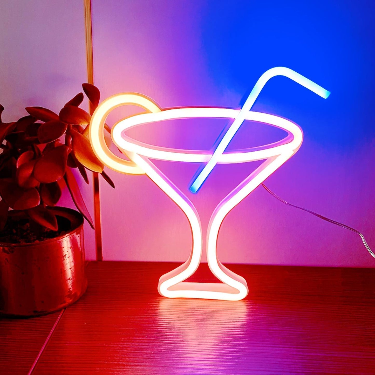 Led Cocktails Neon Sign,Wine Glass Neon Light Battery and USB Dual Powered Bar Neon Night Light Signs for Wall Decor,Cocktails Night Lamp for Bar, Club, Cocktail Bar, Restaurant, Shop