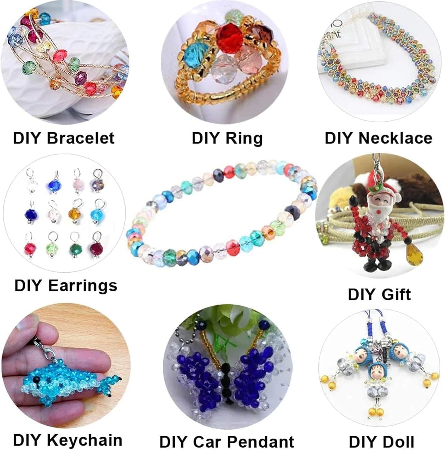 200PCS 6MM Crystal Glass Beads for Jewelry Making - Black Series Rondelle Faceted Crystal Glass Beads for Bracelet Making, DIY Crafts Wind Chimes Suncatchers