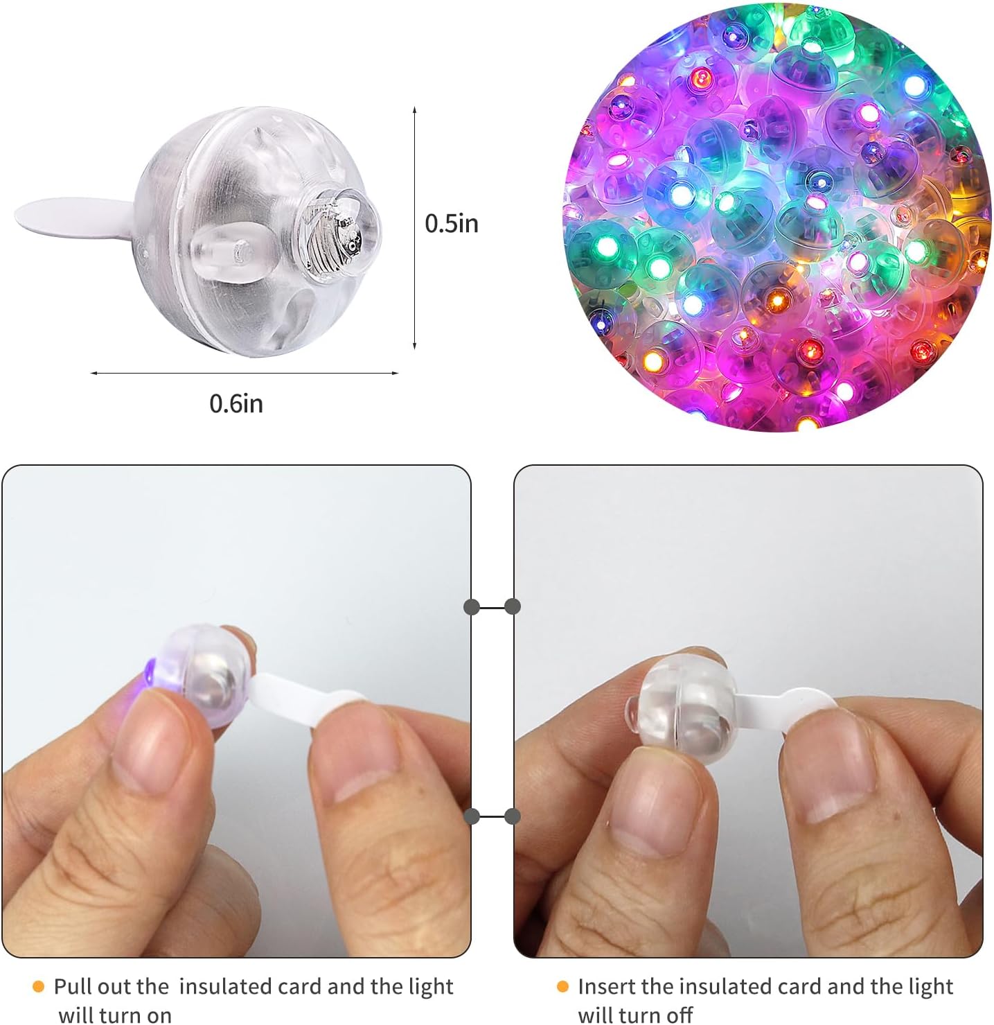 Aogist 100pcs Balloon Lights,Long Standby Time Waterproof Twinkle Mini Light,Battery Powered,Round LED Ball Lamp for Balloon Paper Lantern Party Wedding Christmas Halloween Decorative,10 Colors Flash