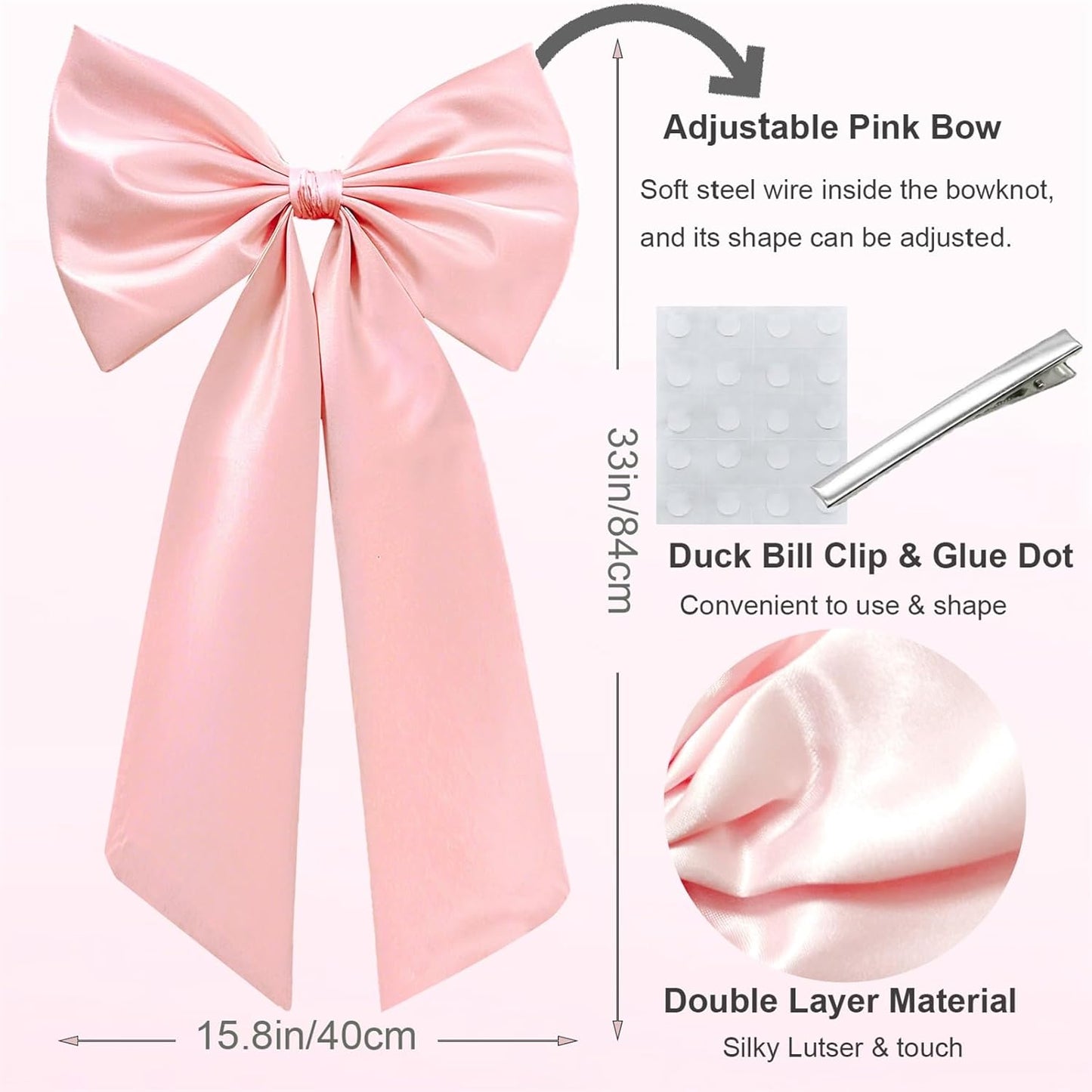 Large Pink Bow for Decorations Big Pink Ribbon Bows Banner Décor Large Bow Wall Hanging Decor for Baby Shower Bow Themed Wedding Party Coquette Birthday Decorations