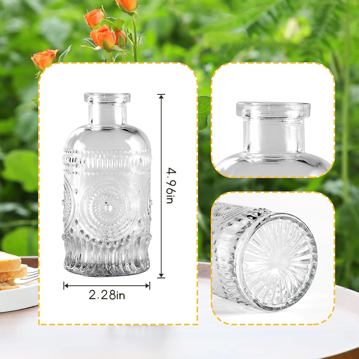 Glass Bud Vases in Bulk,Small Glass Vases for Flowers as Wedding Centerpieces for Tables,Clear Flower Vases Suitble for Wedding Decorations,Home Decor (Clear, 12 pcs)