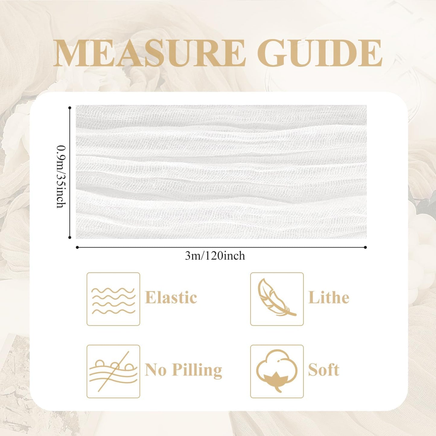 Asee'm 2pcs Cheesecloth Table Runner 120 Inches Long Ivory Boho Gauze Cheese Cloth Runner 10FT Rustic Sheer Table Runners for Christmas Wedding Party Baby Shower Spring Easter Decoration