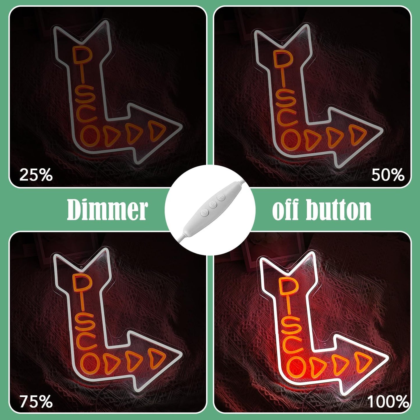 LED Disco Neon Sign Disco Guide Neon Light for Wall Decor Dimmable Led Disco Light Up Sign for DJ Music Bar Bedroom Party Music Concert Man Cave 16.5 * 12.6 IN