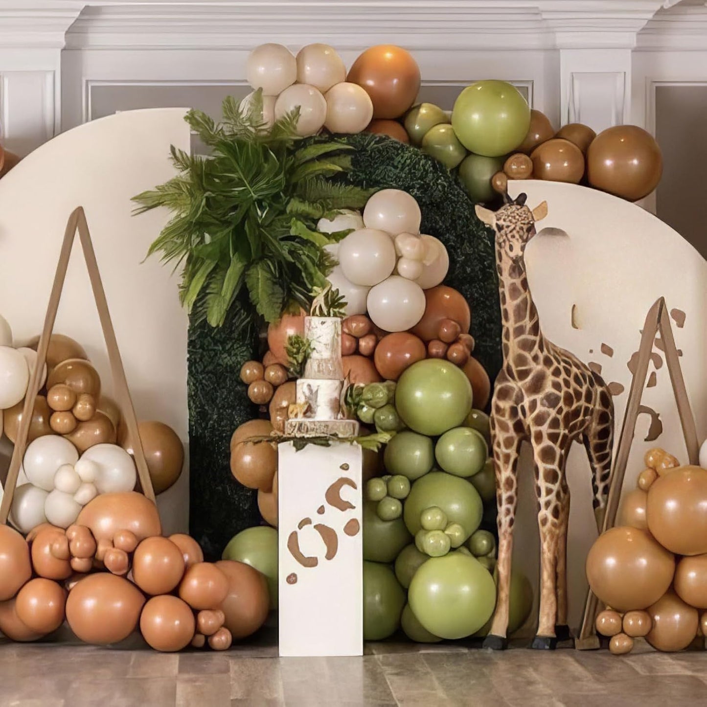 Sage Green and Brown Balloons, 50pcs Green Brown White Balloons, Coffee Beige Ivory Sand White Yellow Balloon for Birthday Baby Shower Forest Safari Jungle Theme Party Wedding Decoration Supplies