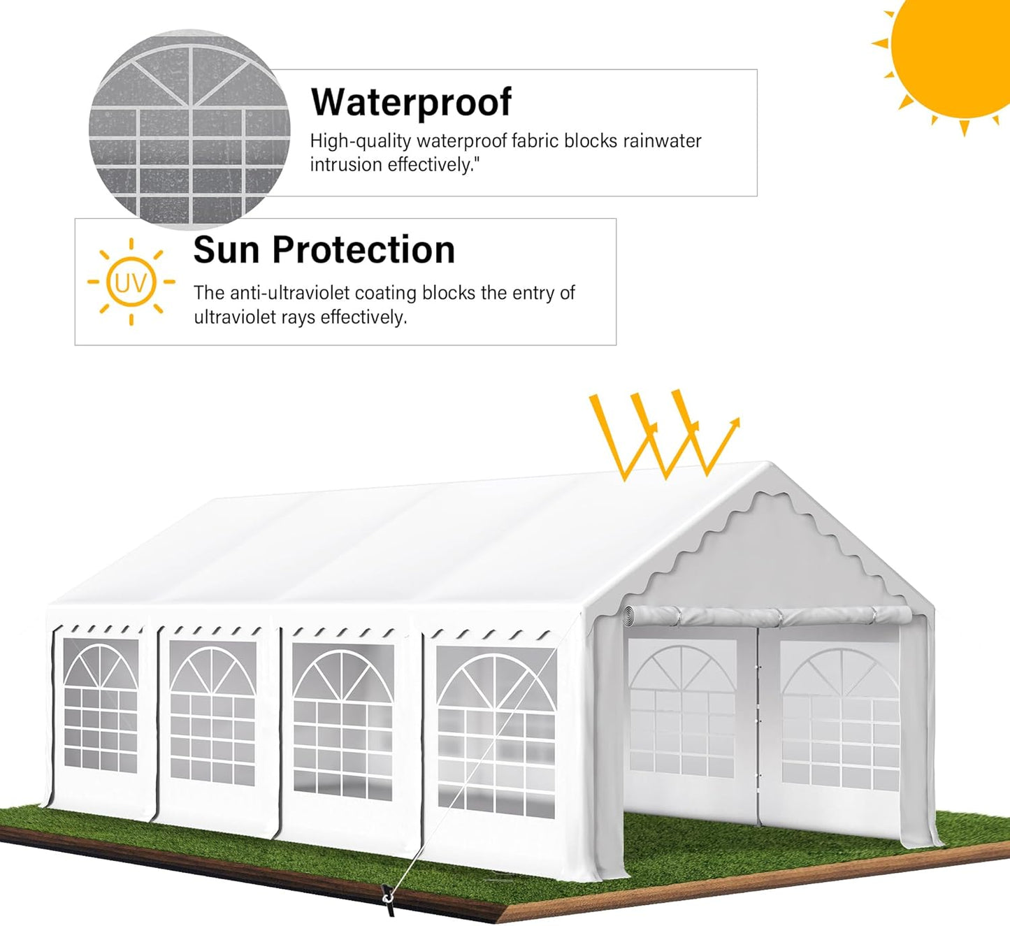 HERA'S PALACE 13'x 26' Outdoor Tents for Parties Large Canopy Tent with 10 Removable Sidewalls Heavy Duty Party Tent for Graduation Wedding and Birthday (White)