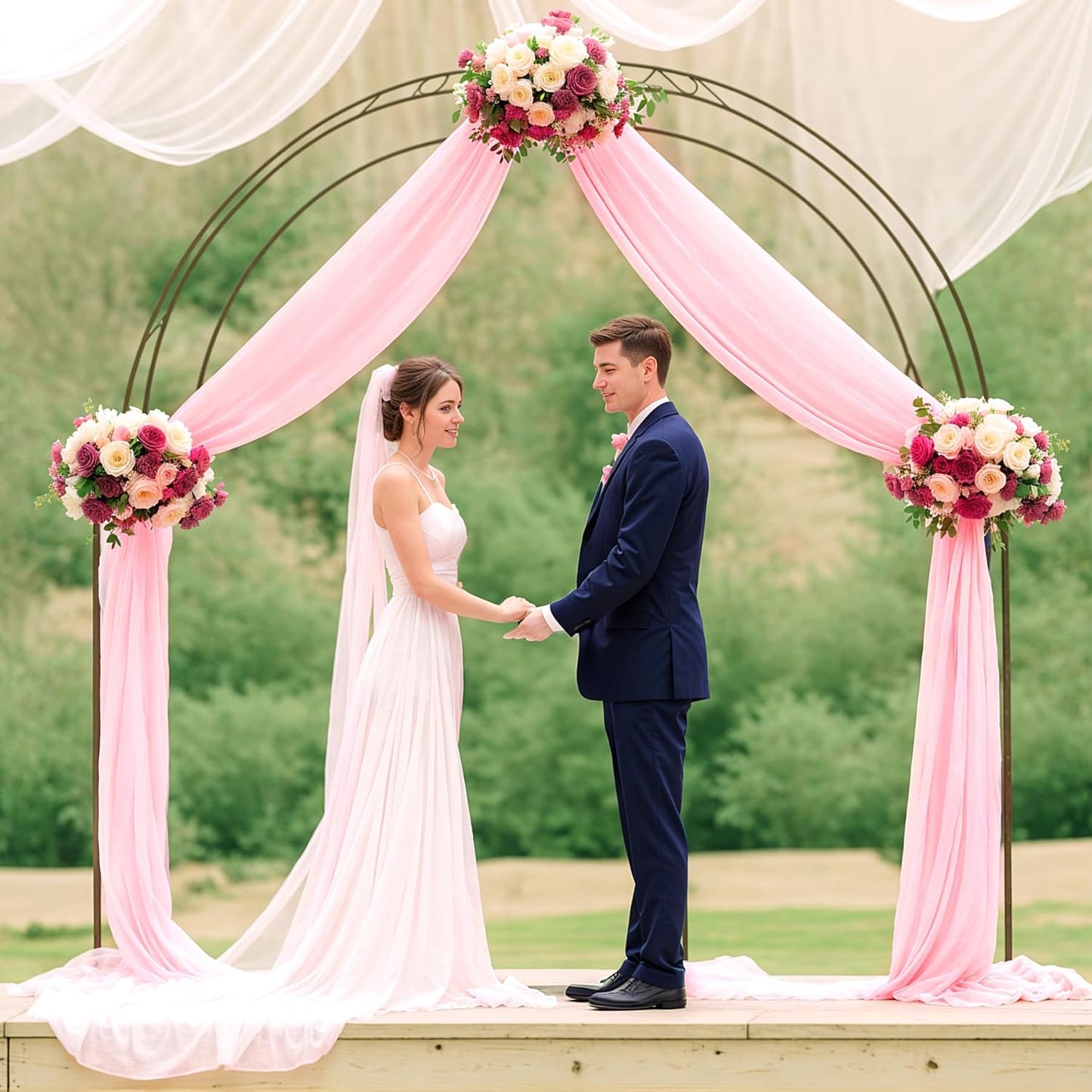 Blush Wedding Arch Draping Fabric Sheer Arch Drapes Backdrop Curtain for Ceremony Party Wedding Decor 19Ft Length x 28" Width 1 Panel