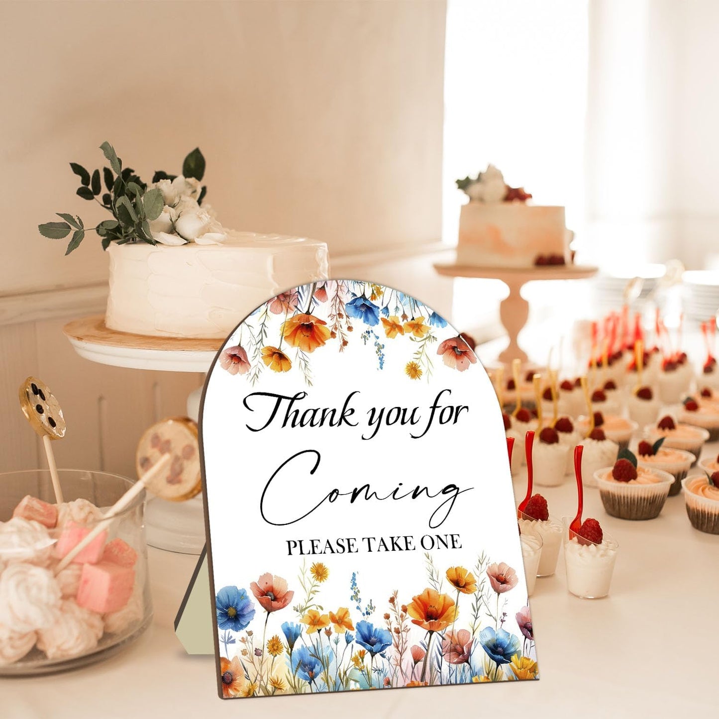 Thank You for Coming Please Take One Sign, Floral Decor Wedding Shower Favors, Bridal Shower Gifts, Modern Wooden Sign, 9x11 inches