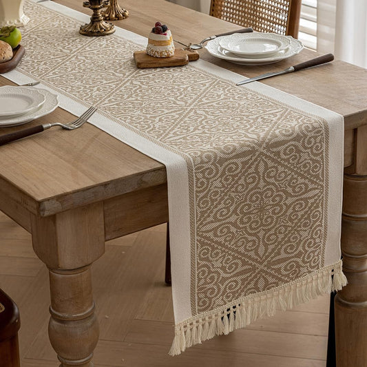 Table Runners 138 Inches,Waterproof Boho Table Runner with Tassel Fringe,Table Runner for Party Coffee Table